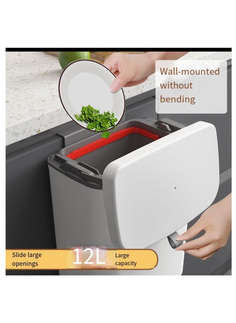 Generic Kitchen Hanging Trash Can with Lid for CounterTop or Under Sink Compost Bin with Inner Bucket Wall Mounted Garbage Can for Cupboard Bathroom Bedroom Office Camping  - Image 5