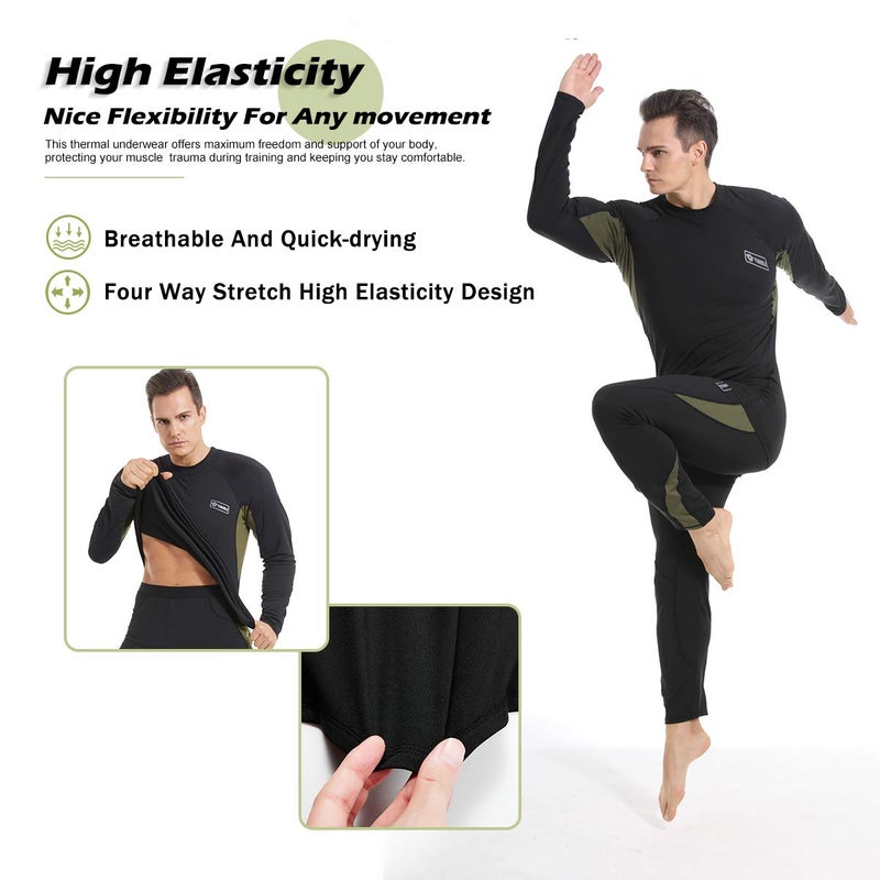 Yunoble Menâ€™s Thermal Underwear Set, Cold Weather Fleece Lined Sport Long Johns Base Layer Quick Drying Thermo for Hunting Skiing-XXL - Image 3