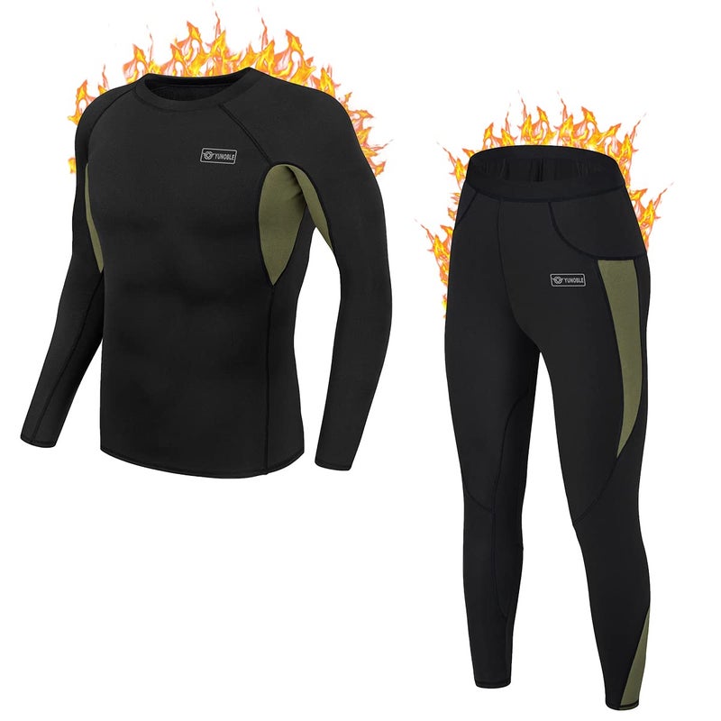 Yunoble Menâ€™s Thermal Underwear Set, Cold Weather Fleece Lined Sport Long Johns Base Layer Quick Drying Thermo for Hunting Skiing-XXL - Image 1