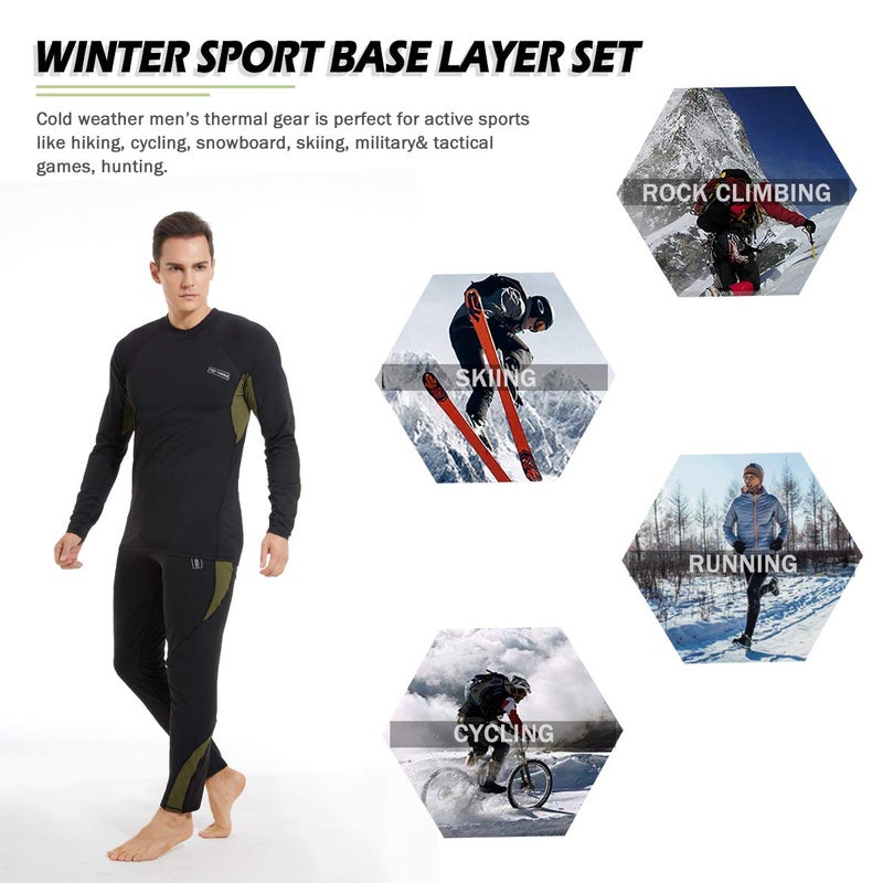 Yunoble Menâ€™s Thermal Underwear Set, Cold Weather Fleece Lined Sport Long Johns Base Layer Quick Drying Thermo for Hunting Skiing-XXL - Image 4