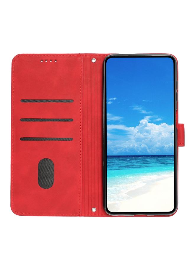 S-TOP Case For Motorola Moto G04/G24 Skin Feel Heart Embossed Leather Phone Case with Long Lanyard - Image 3