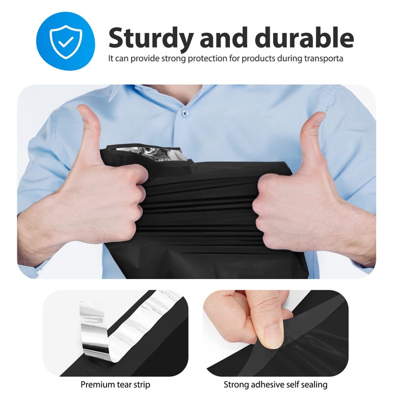 Fuxury أكياس شحن فاخرة بولي 14.5x19 بوصة 50 قطعة، أكياس شحن مقاومة للماء للملابس، أظرف شحن قوية لز供应小企业، أكياس بولي ذاتية الإغلاق، أظرف شحن سوداء - Image 4