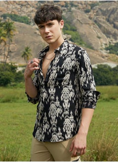 Campus Sutra Men's Onyx Black Indie Imprint Shirt  - Image 3