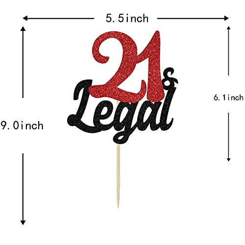 Festiko®Glitter 21 & Legal Glitter Cake Topper - Happy 21st Birthday Cake Decor - Cheers to 21 Years Old Party Decoration Supplies - Image 5