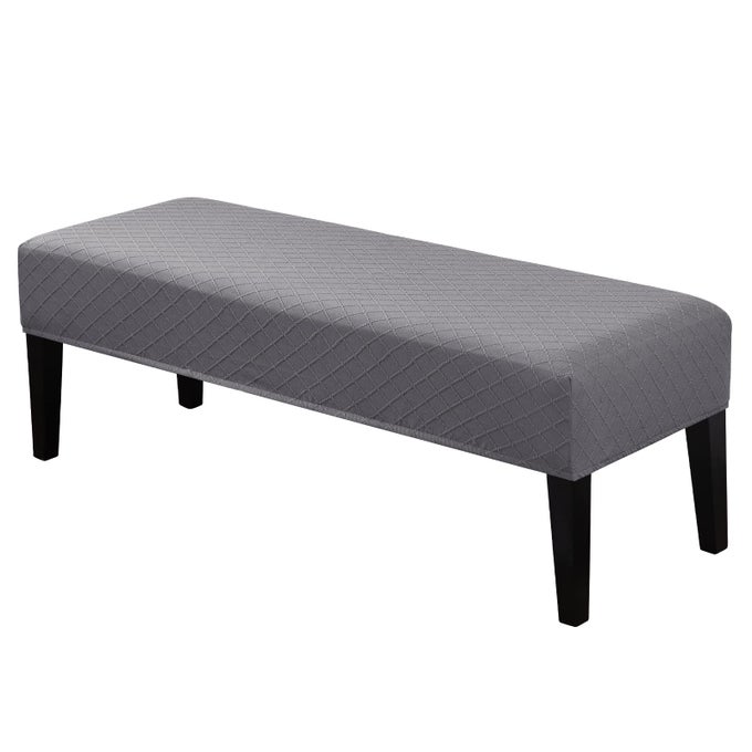 CHAIR COVERS FOR DINING BENCH STRETCH JACQUARD REMOVABLE WASHABLE CHAIR SEAT SLIPCOVERS PROTECTOR RECTANGULAR BENCH COVER FOR BEDROOMS LIVING ROOMS KITCHENLIGHT GREY