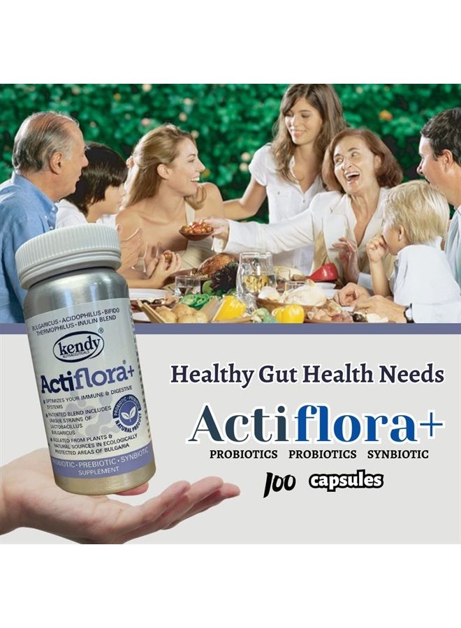Actiflora Prebiotics and Probiotics for Women - Kendy USA Synbiotic Prebiotic + Probiotics for Digestive Health - Gut Health Supplements for Women and Men - 100 Caps Pre and Probiotics for Women and M