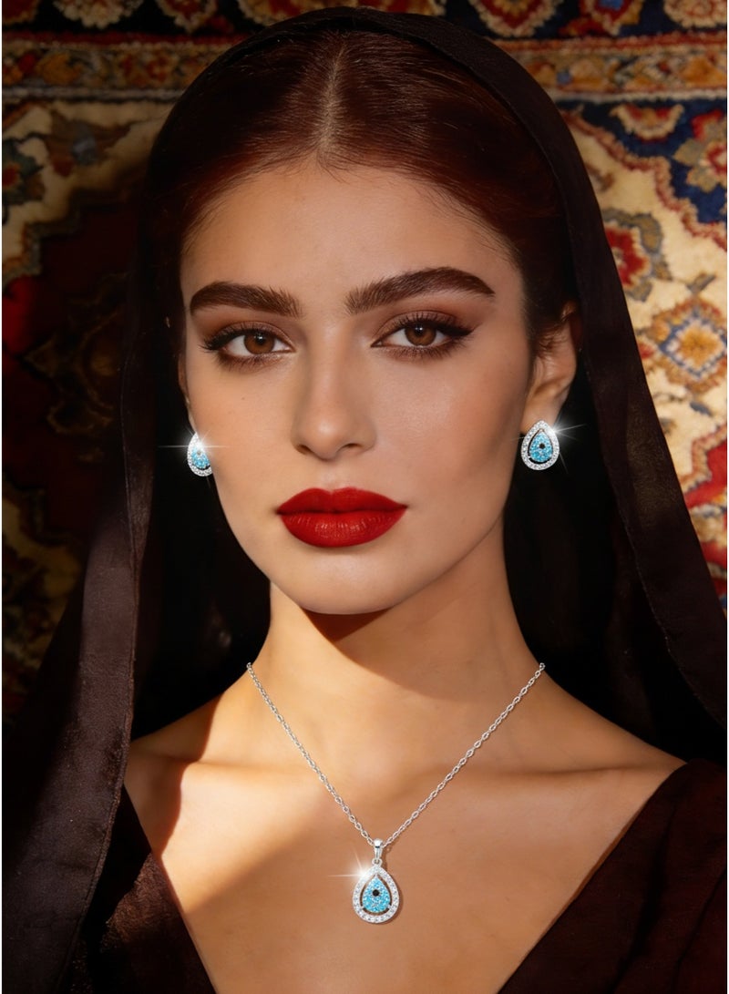 MTZ Women Jewellery Set, 14K Gold Plated Dainty Pendant Necklace & Stud Earrings Set for Wedding Party Daily Wear - Image 3