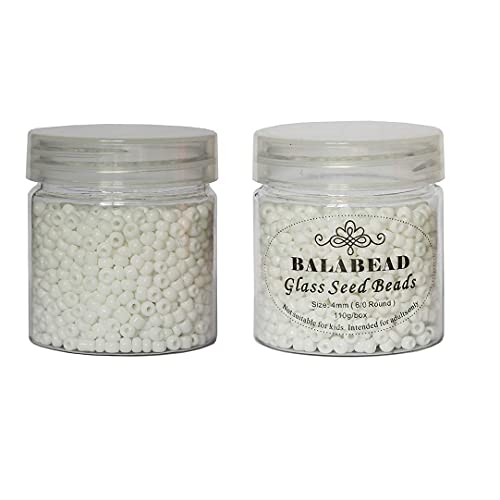 Bala&Fillic White Color 4mm Seed Beads About 1400pcs in Box 6/0 Glass Craft Seed Beads for Jewelry Making (White) - Image 3