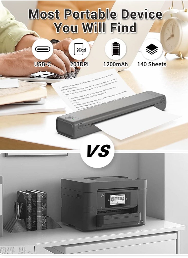 phomemo - Portable Thermal Printer Wireless Travel M08F Letter Bluetooth Mobile Inkless Printer Compatible with Android, iOS Phone and Laptop,  Support 8.26" X 11.69" A4 Paper - Image 1