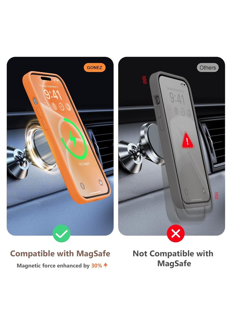 MUNTAQI 5-in-1 iPhone 15 Case – MagSafe-Compatible, Slim Orange Silicone with 2x Screen Protectors and Camera Lens Protectors (6.1") - Image 5