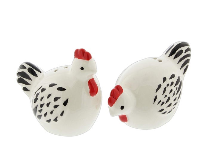 CERAMIC FARMHOUSE SALT PEPPER SHAKER SET CHICKENS