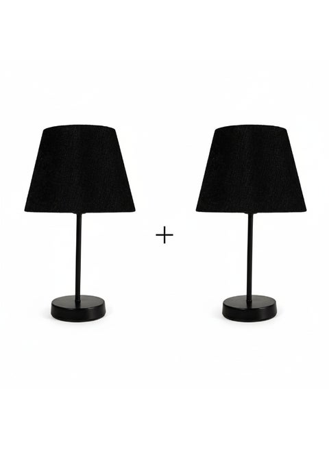 2 Table Lamps with a  shape, unique fabric , for bedrooms and living rooms Black × Black 25x25cm