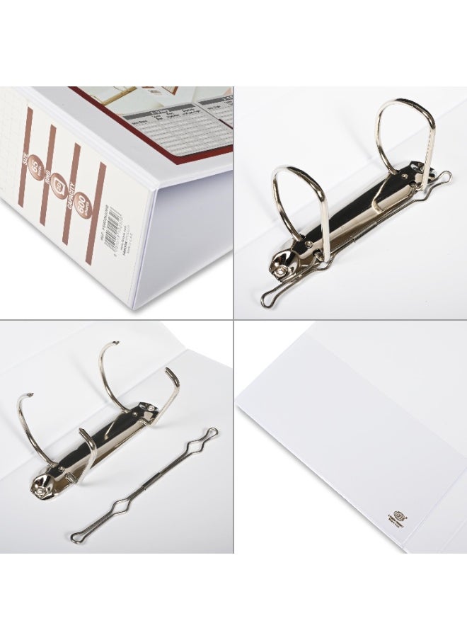 FIS Presentation Binder, A4 Size(210x297mm), 2[D]Ring Type, 65mm Ring Size, 3.75" Inches Spine with Clear PVC Pocket For Easy Insert Your Label Design, Packet of 2 Pieces, White Color-FSBD265DPB/2  - Image 4