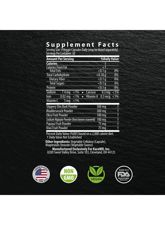 karamd Lectin Guard Gut Health & Digestion Supplement With Slippery Elm Bladderwrack Sodium Alginate Okra Kiwi & Papaya Supports Colon Health Vegetable Capsules 30 Servings (120 Capsules) - Image 3