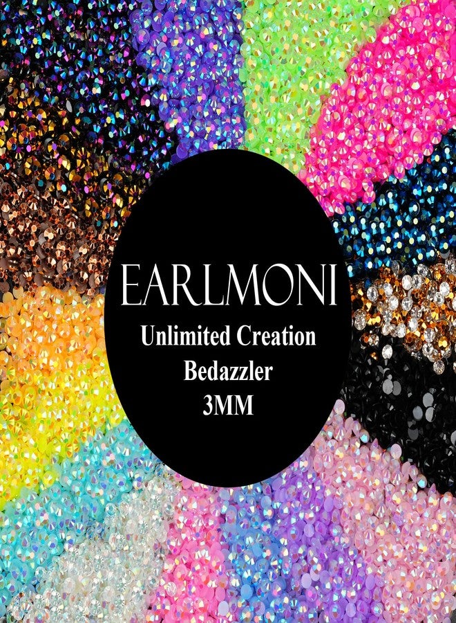 EARLMONI 30000Pcs Nail Art Rhinestones, EARLMONI 24 Colors 3mm Flatback Rainbow Gems Resin Jelly Rhinestones Bedazzling Kit + 15ML Jewelry Glue Nail Rhinestone Picker Tool for DIY Crafts Clothes Shoes Nail Art - Image 5