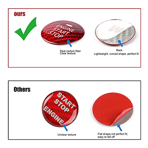 ANFOKAS Compatible with Mazda 3 6 CX-3 CX-5 CX-9 MX-5 Miata Accessories Real Carbon Fiber Sporty Car Keyless Engine Start Stop Push Button Cover Trim Sticker -Red - Image 4
