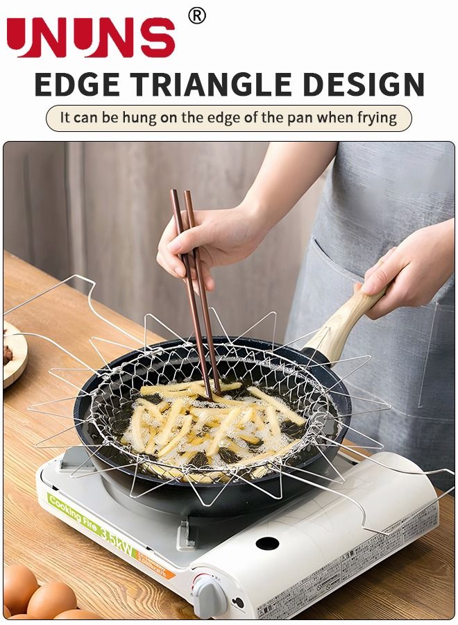 UNUNS Foldable Fry Basket with Clip - 304 Stainless Steel - Multi-Function Cooking Tool Cooking Basket, Flexible Kitchen Tool for Fried Food, Washing Fruits, Vegetables - Image 3