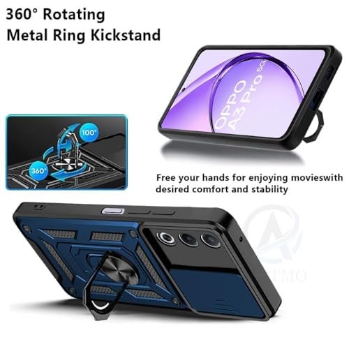 AIBEX® Back Cover for Oppo K12X 5G / Oppo A3 Pro 5G | D10 Tough Armor Case | Sliding Camera Shield | 360° Protection | Kickstand Ring Holder | Military-Grade Shockproof Bumper Case - Image 4