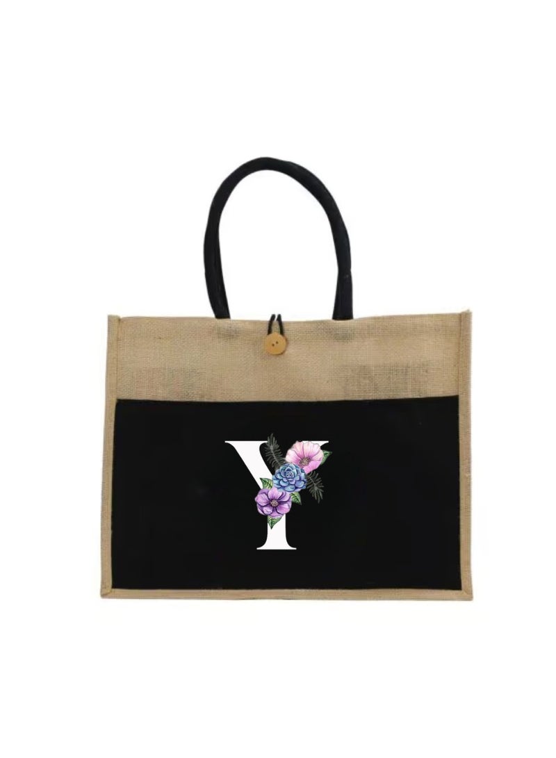PRINTSHOP4ME Jute Bag Initial Letter Printed Design–Reusable,Durable Tote Bag For Gifting Or Everyday Use|Used For Festive Celebrations&Gifts For Special Person - Image 2