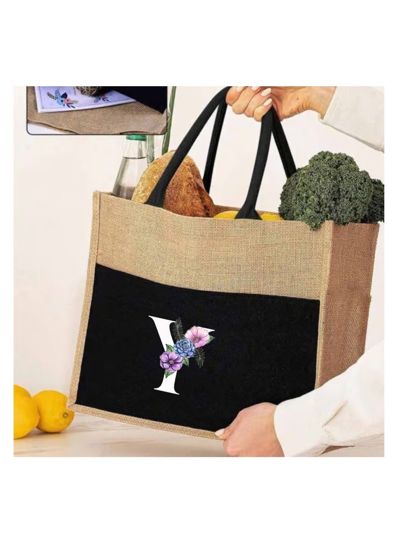 PRINTSHOP4ME Jute Bag Initial Letter Printed Design–Reusable,Durable Tote Bag For Gifting Or Everyday Use|Used For Festive Celebrations&Gifts For Special Person - Image 3