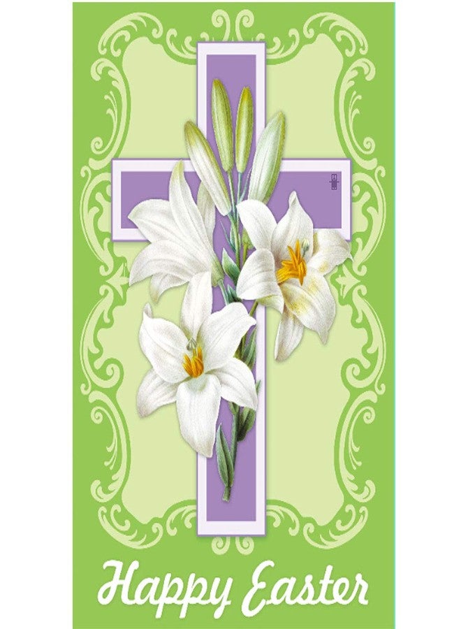 Morigins - Easter White Lilies Double-Sided Decorative Cross Religious House Flag 28"x40" - Image 1