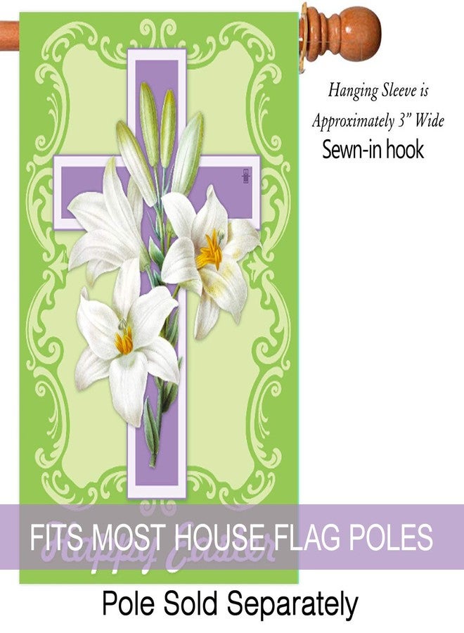 Morigins - Easter White Lilies Double-Sided Decorative Cross Religious House Flag 28"x40" - Image 2