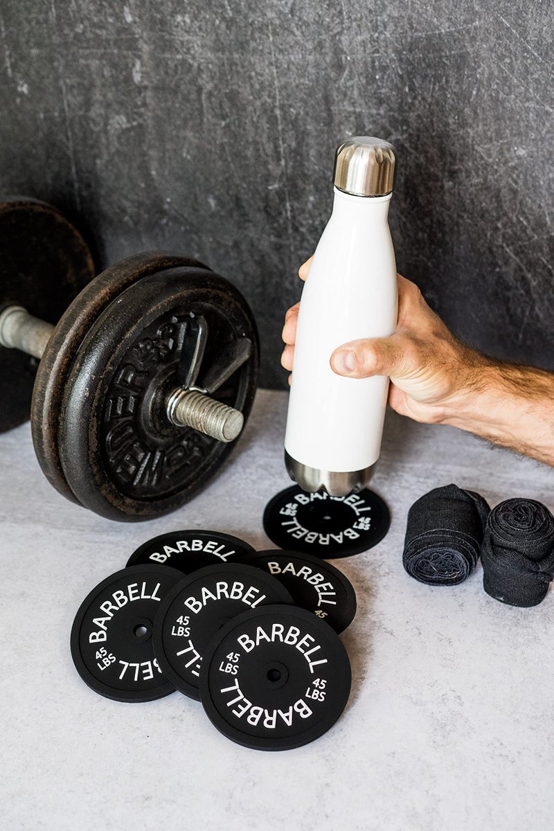 Brothers Bench 6 Set Barbell Bumper Plate Drink Coasters  Round Black Silicone Coasters  Coasters for Coffee Table  Coasters for Drinks  Absorbent Non-Stick Coaster Set for Table Top  Fitness Gym Accessories Gift  - Image 3