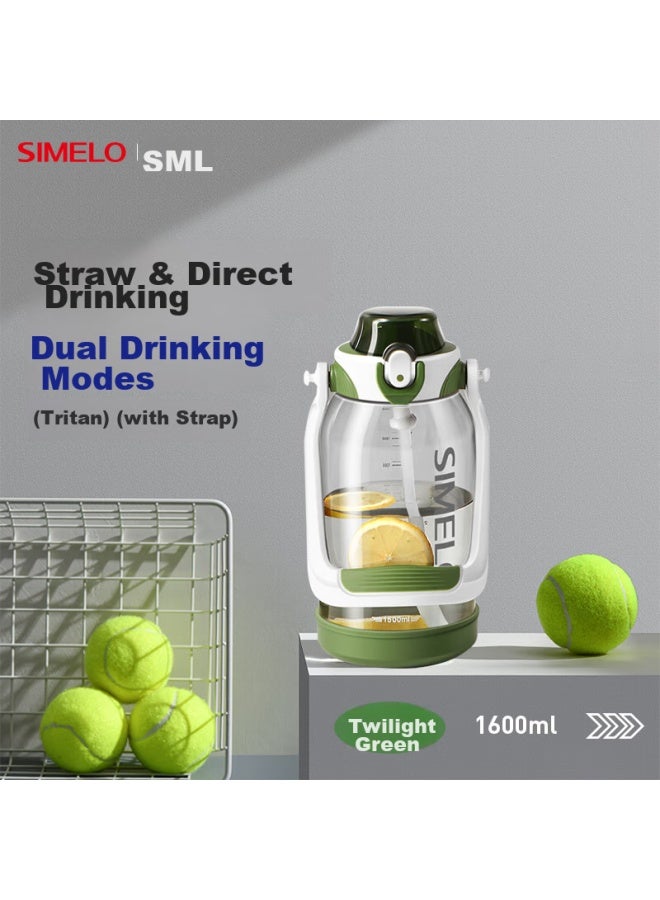 Simelo Sports Water Bottle, Large Capacity, Tritan Material, Children's Cup, Student Wide-body Cup, 1.6l, Radiant Green - Image 1