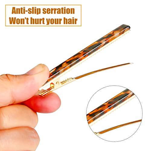 Cobahom Tortoise Shell Leopard Duckbill Barrettes and Acrylic Hair Clips for Women - 12 Pcs for Styling Thin and Thick Hair - Image 4
