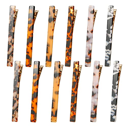 Cobahom Tortoise Shell Leopard Duckbill Barrettes and Acrylic Hair Clips for Women - 12 Pcs for Styling Thin and Thick Hair - Image 1