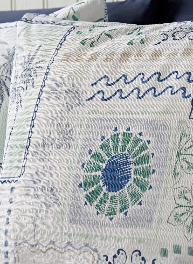 Matalan Blue Palm Tile Duvet Set