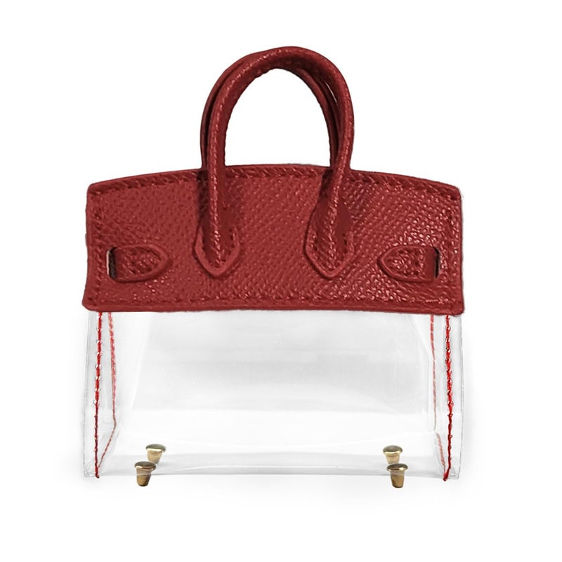 DUSCOKE Mini Creative Handbag Car Key Case, Exquisite Transparent Key Chain Holder Bag, Cute Key Fob Keychain Case Small Handbag for Woman Girl (Red) - Image 1