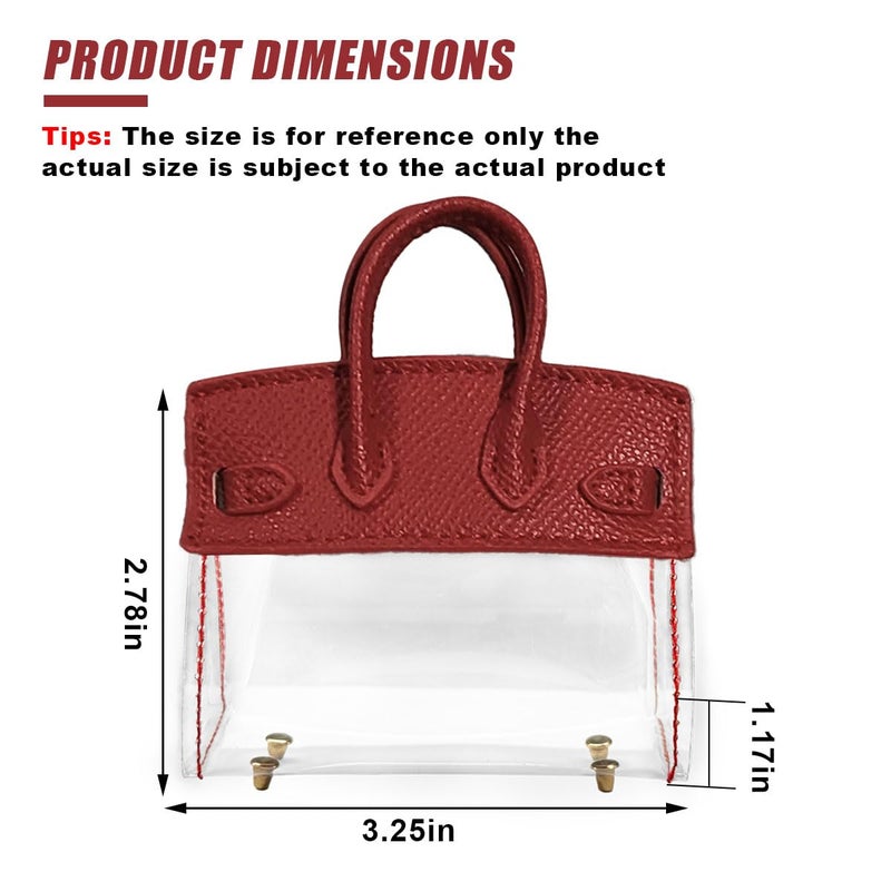DUSCOKE Mini Creative Handbag Car Key Case, Exquisite Transparent Key Chain Holder Bag, Cute Key Fob Keychain Case Small Handbag for Woman Girl (Red) - Image 2