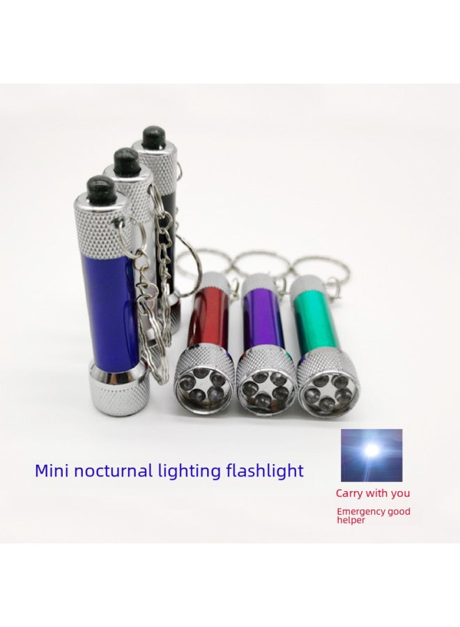 Mini Aluminum Alloy Flashlight 5LED Keychain Lamp Advertising Gifts Emergency Small Flashlight Portable Led Flashlight-Color:Black  - Image 2