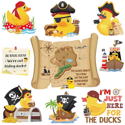 Dazoratix Duck Cruise Door Magnets - 8 Pcs Pirate Rubber Ducks Large Ship Cabin Decorations Magnetic Funny Stickers Stateroom Accessories for Carnival Party Summer Decor Refrigerator Car Locker Decals - Image 1