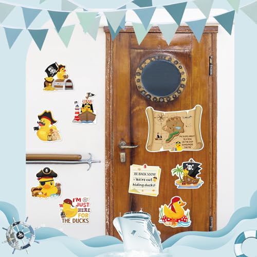 Dazoratix Duck Cruise Door Magnets - 8 Pcs Pirate Rubber Ducks Large Ship Cabin Decorations Magnetic Funny Stickers Stateroom Accessories for Carnival Party Summer Decor Refrigerator Car Locker Decals - Image 4