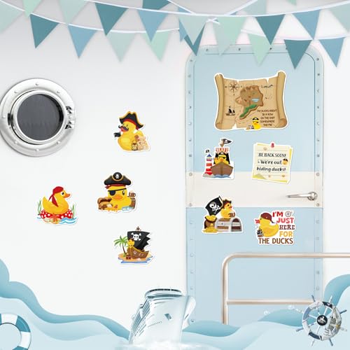 Dazoratix Duck Cruise Door Magnets - 8 Pcs Pirate Rubber Ducks Large Ship Cabin Decorations Magnetic Funny Stickers Stateroom Accessories for Carnival Party Summer Decor Refrigerator Car Locker Decals - Image 2