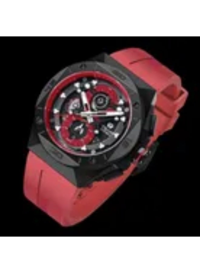 TSAR BOMBA قنبلة القيصر العنصرية TB8801Q-02 كرونوغراف كلاسيكي كريستالي مضيء بحزام مطاطي أحمر - Image 2