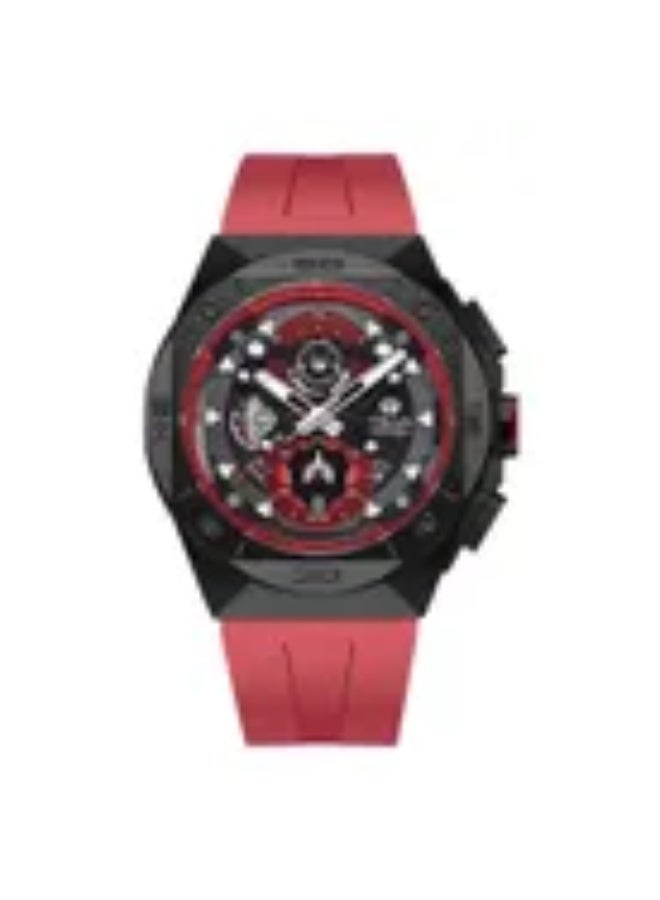 TSAR BOMBA قنبلة القيصر العنصرية TB8801Q-02 كرونوغراف كلاسيكي كريستالي مضيء بحزام مطاطي أحمر - Image 1