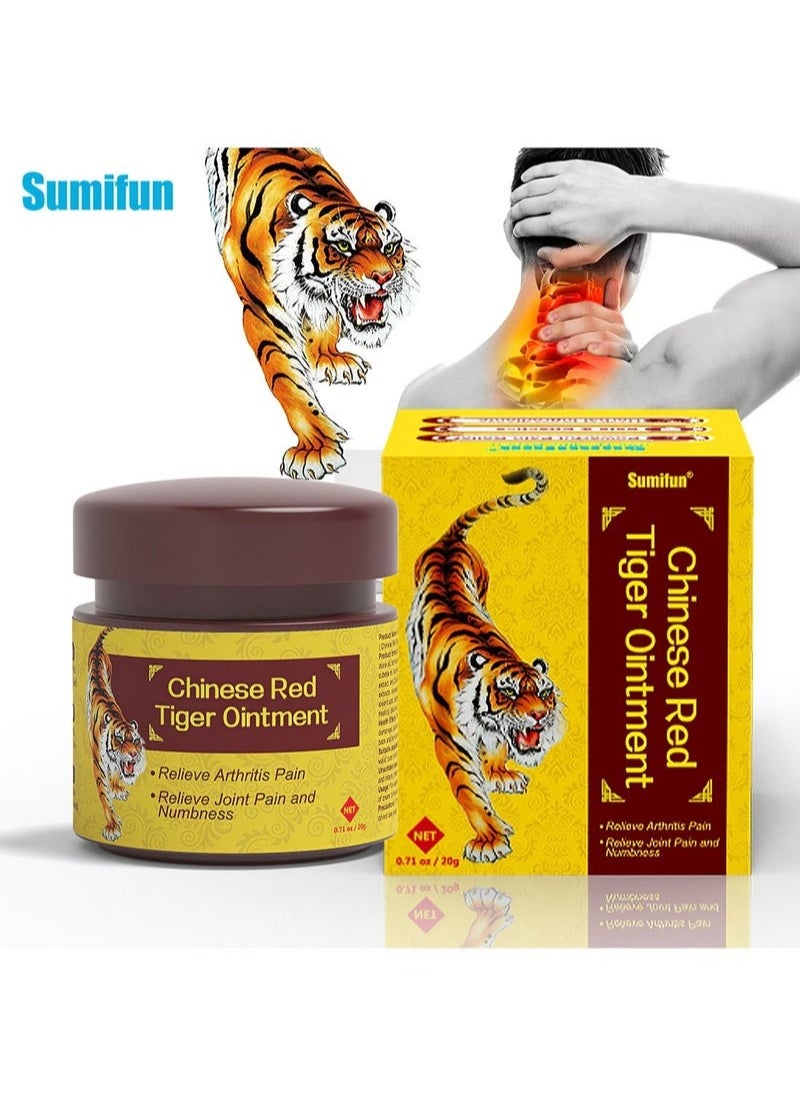 Sumifun - مرهم النمر الأحمر الصيني لتخفيف الآلام السريع لاصق عشبي غير م irritating احترافي فعال لراحة العضلات الساخنة لتعزيز تدفق الدم لآلام العنق والمرفق والكتف والمفاصل والركبة 20 غرام - Image 1