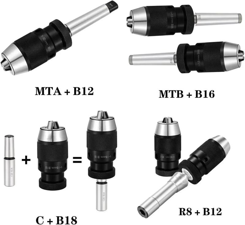 MT2 MT3 MT4 MT5 R8 C10 C12 C16 C20 B10 B12 B16 B18 B22 مثقاب مورس ظرف مخرطة آلة CNC ذاتية الشد (MTA3-B16 (1-13 ملم)) - Image 3