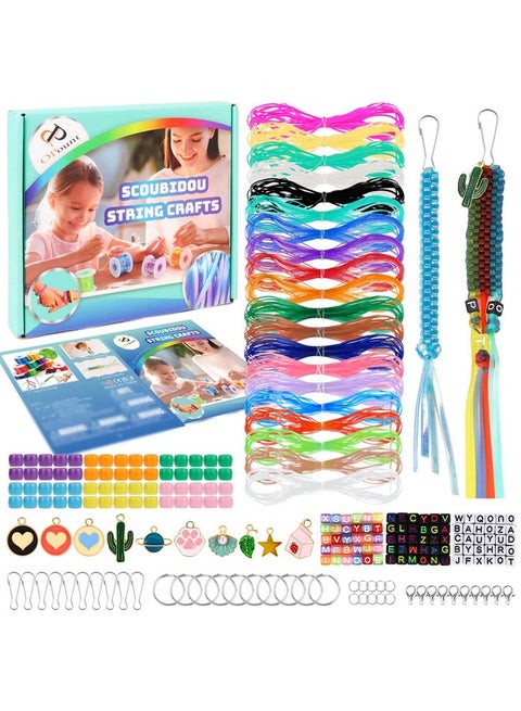Plastic Lanyard String, 20 Rolls Boondoggle String With Instruction For Beginners And 220 Beads, Gimp Bracelet Making Kit For Diy Bracelets, Key Chains And Lanyards