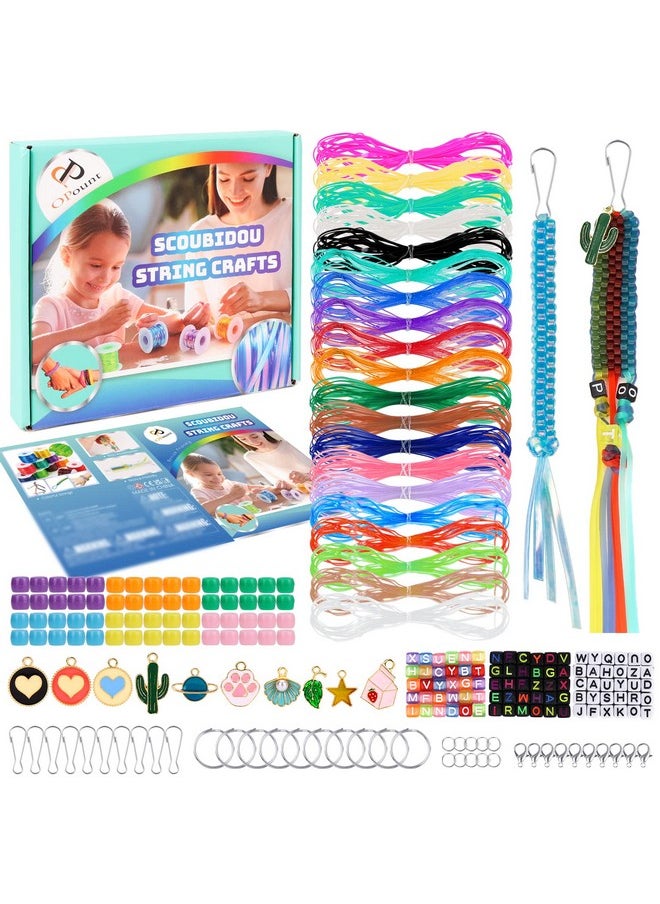 PP OPOUNT - Plastic Lanyard String, 20 Rolls Boondoggle String With Instruction For Beginners And 220 Beads, Gimp Bracelet Making Kit For Diy Bracelets, Key Chains And Lanyards - Image 1