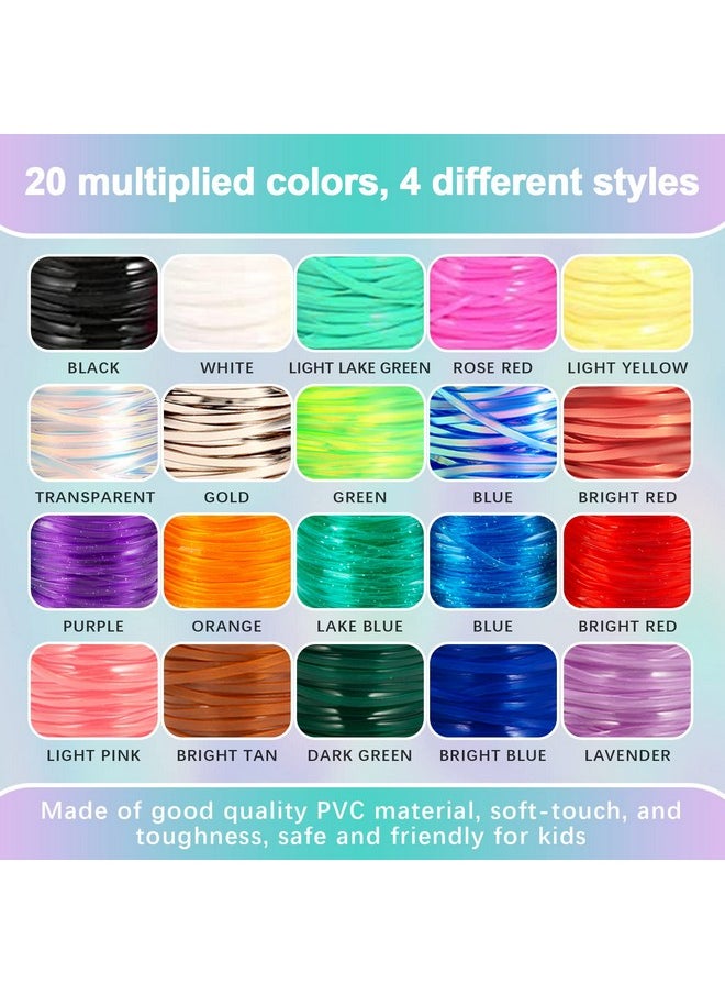 PP OPOUNT - Plastic Lanyard String, 20 Rolls Boondoggle String With Instruction For Beginners And 220 Beads, Gimp Bracelet Making Kit For Diy Bracelets, Key Chains And Lanyards - Image 1