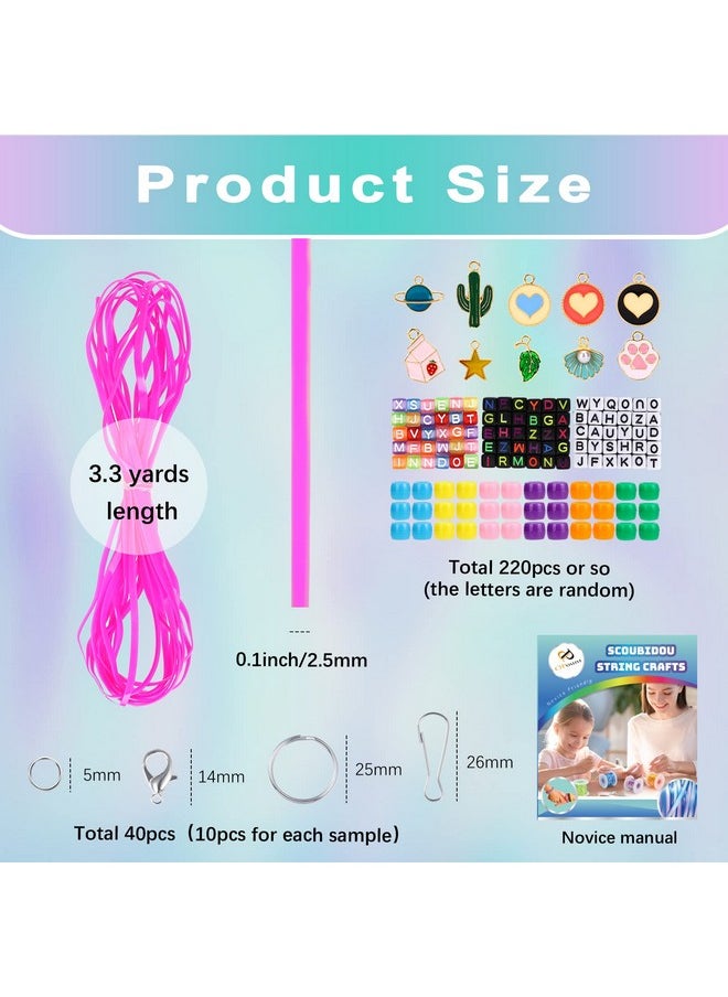 PP OPOUNT - Plastic Lanyard String, 20 Rolls Boondoggle String With Instruction For Beginners And 220 Beads, Gimp Bracelet Making Kit For Diy Bracelets, Key Chains And Lanyards - Image 1