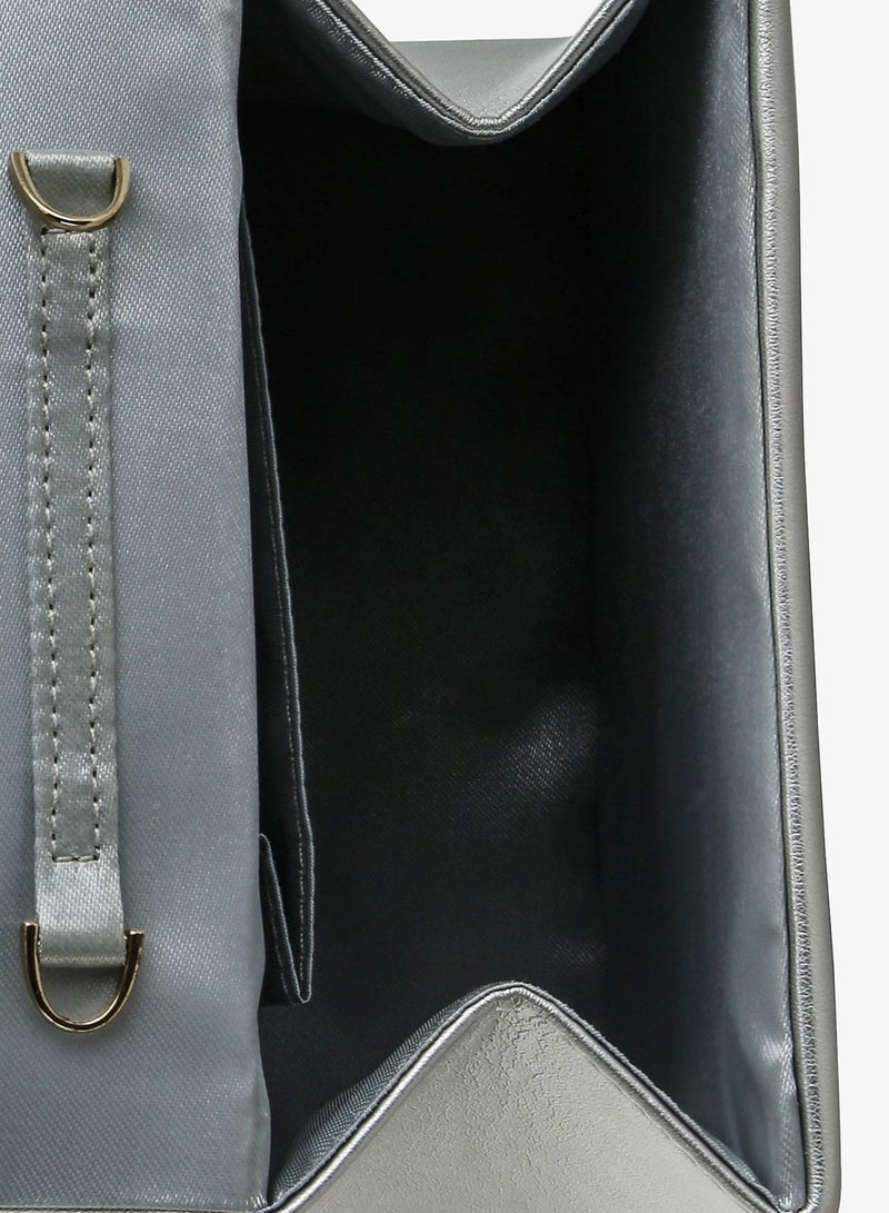 London Rag Pearl Top-Handle Diamante Brooch Bag in Silver - Image 5