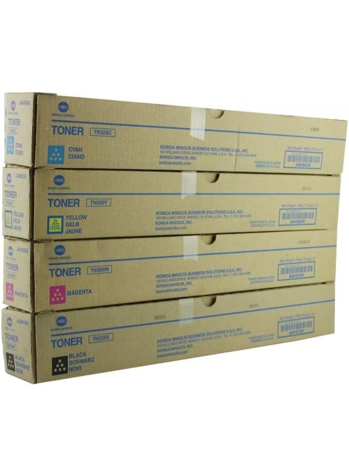Konica-Minolta Konika Minolta TN-328 4-Color Toner Cartridge Set for Bizhub C300i Bizhub C360i - Image 1