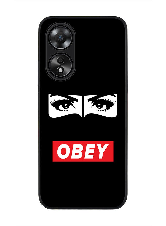 Stylizedd Rugged Black edge case for Oppo A58 4G, Slim fit Soft Case Flexible Rubber Edges Anti Drop TPU Gel Thin Cover- Obey Habibti - Image 1