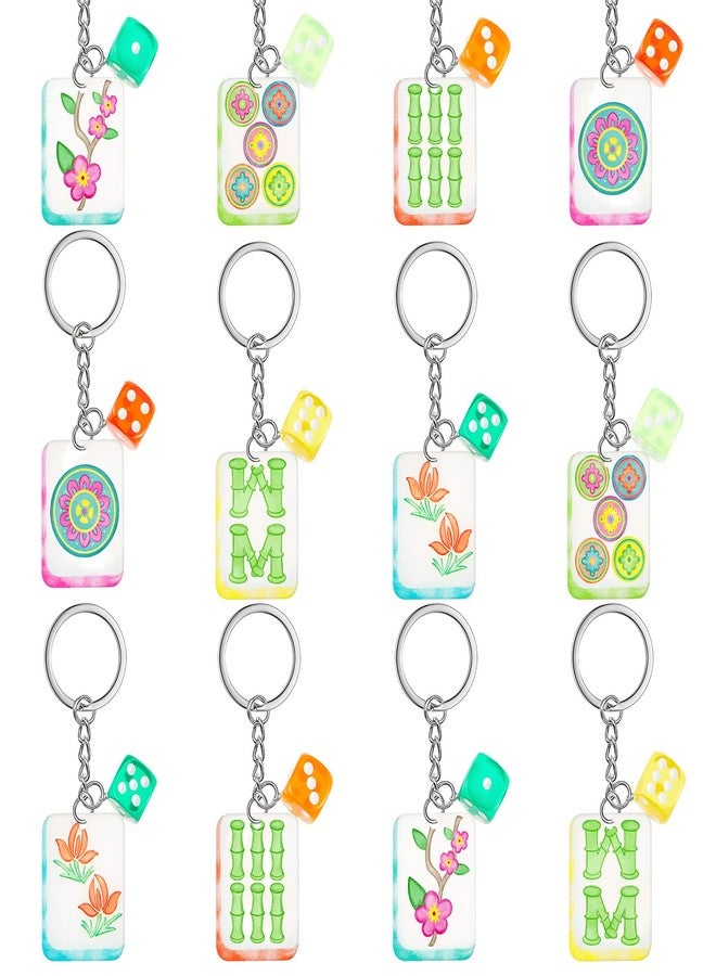 Soulchen 12 Pcs Acrylic Mahjong Keychains Set Double Sided Printing Lucky Keyrings Chinese Tile Keychain Organizer Gifts for Mahjong Lovers Unique Birthday Bridal Shower Party Favors for Women - Image 1