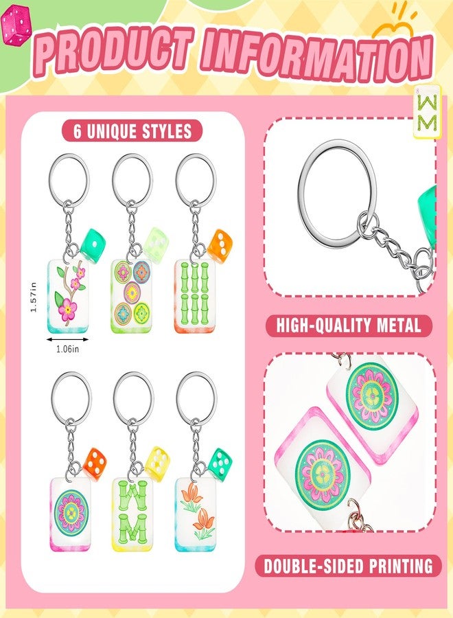 Soulchen 12 Pcs Acrylic Mahjong Keychains Set Double Sided Printing Lucky Keyrings Chinese Tile Keychain Organizer Gifts for Mahjong Lovers Unique Birthday Bridal Shower Party Favors for Women - Image 2
